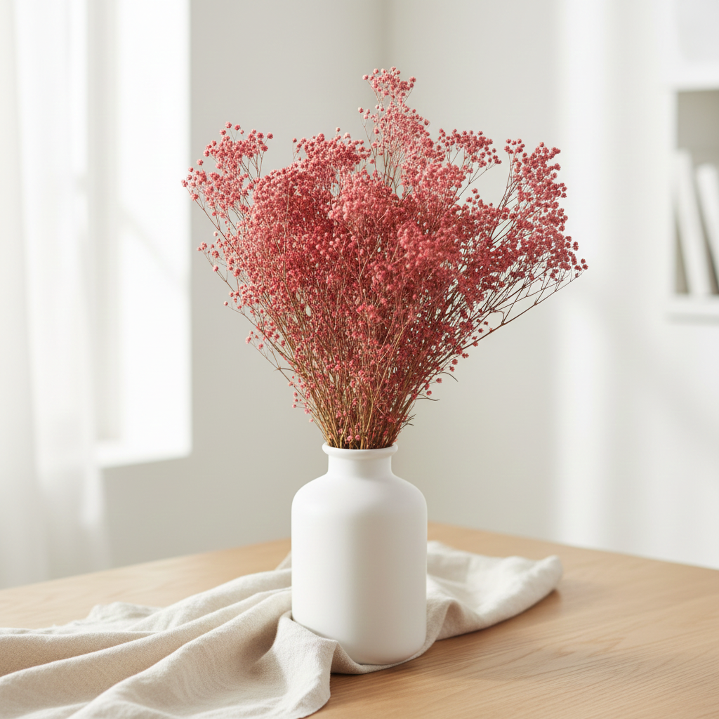 Sušený Broom Bloom růžová natur ve váze